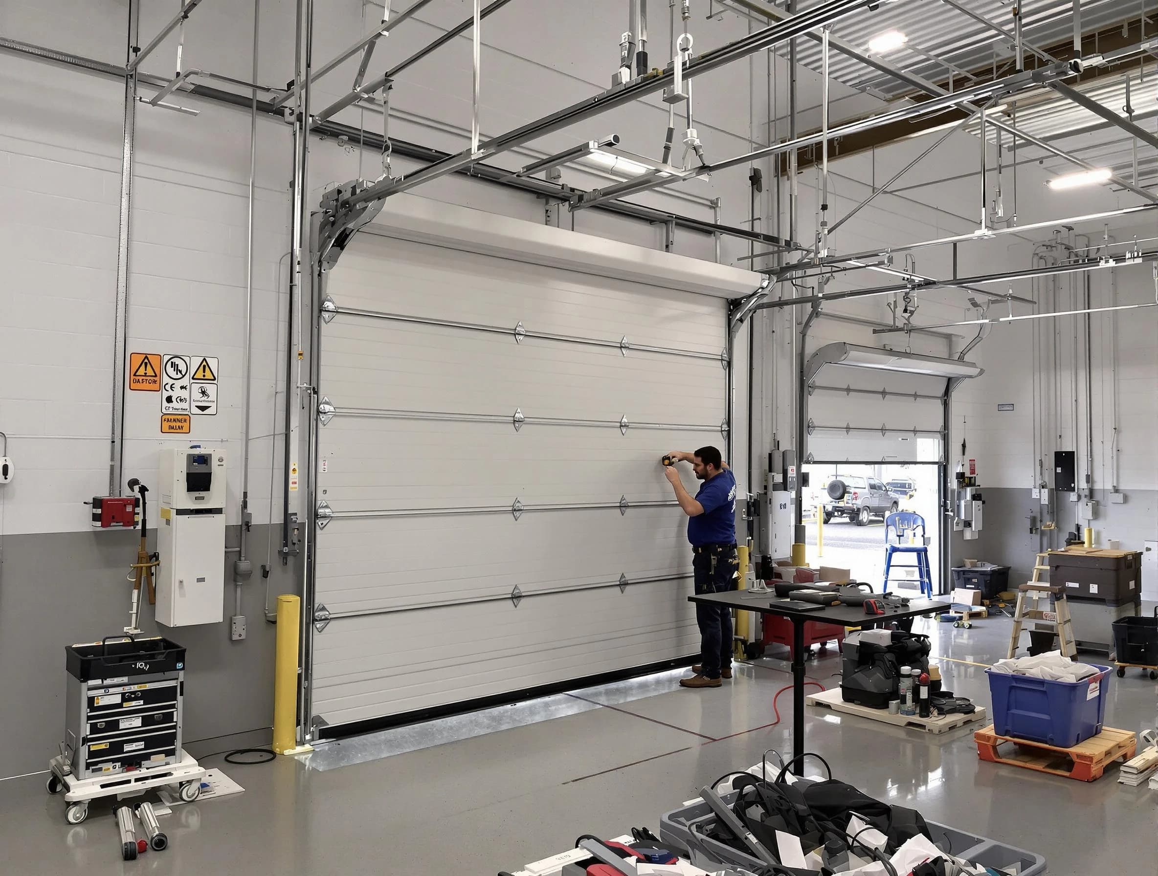 Commercial garage door repair being performed by Oneonta Garage Door Repair expert in Oneonta