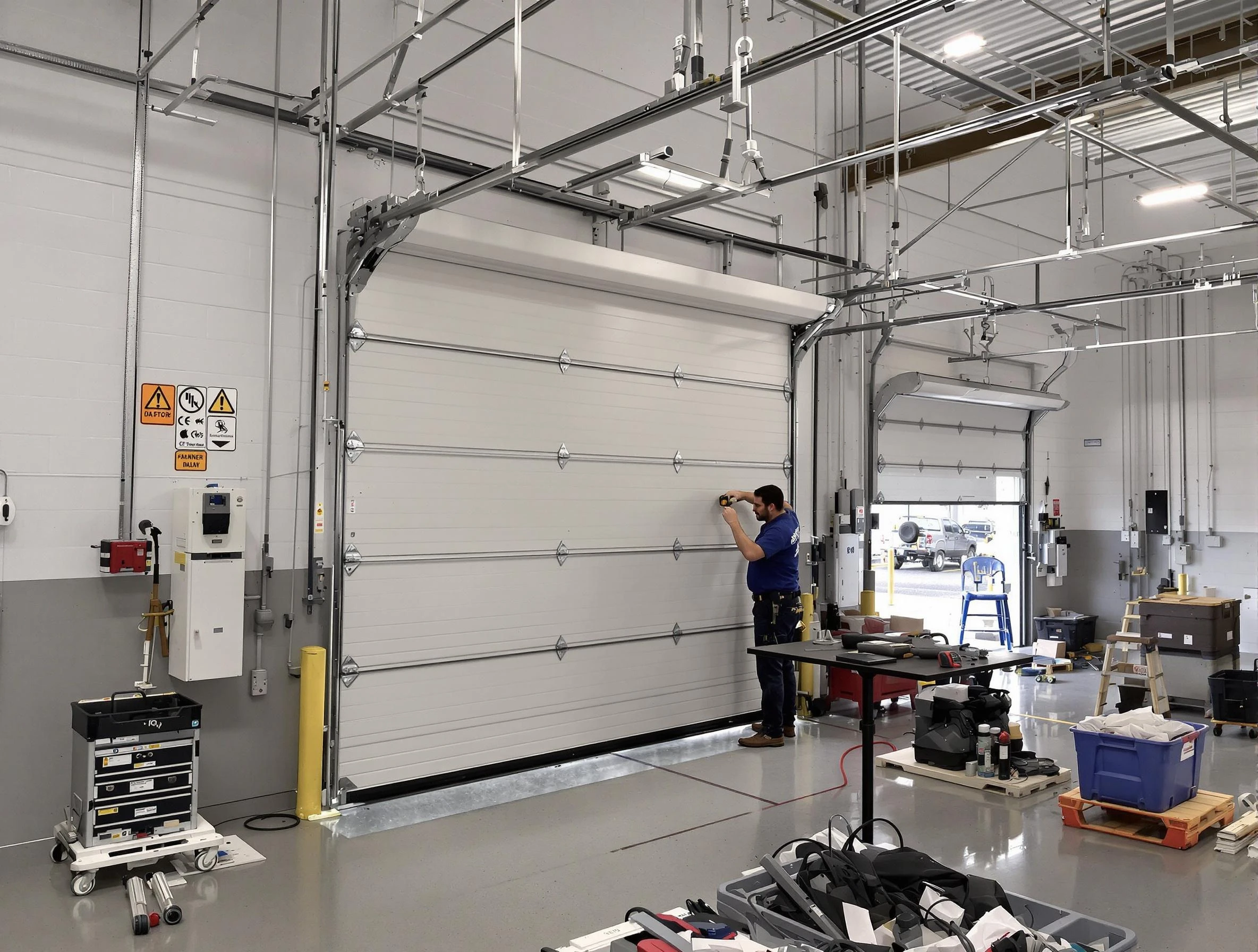 Commercial garage door repair being performed by Oneonta Garage Door Repair expert in Oneonta