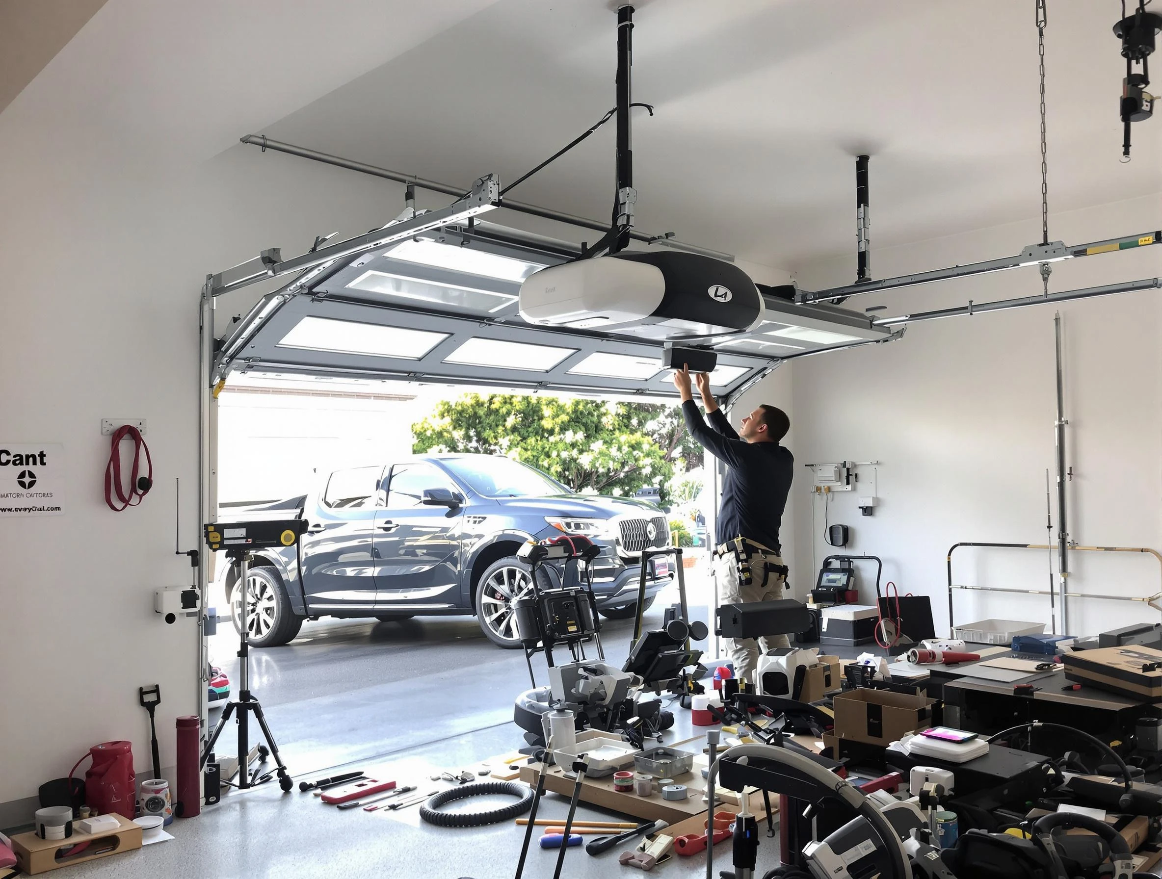 Oneonta Garage Door Repair specialist installing smart garage door opener system in Oneonta home