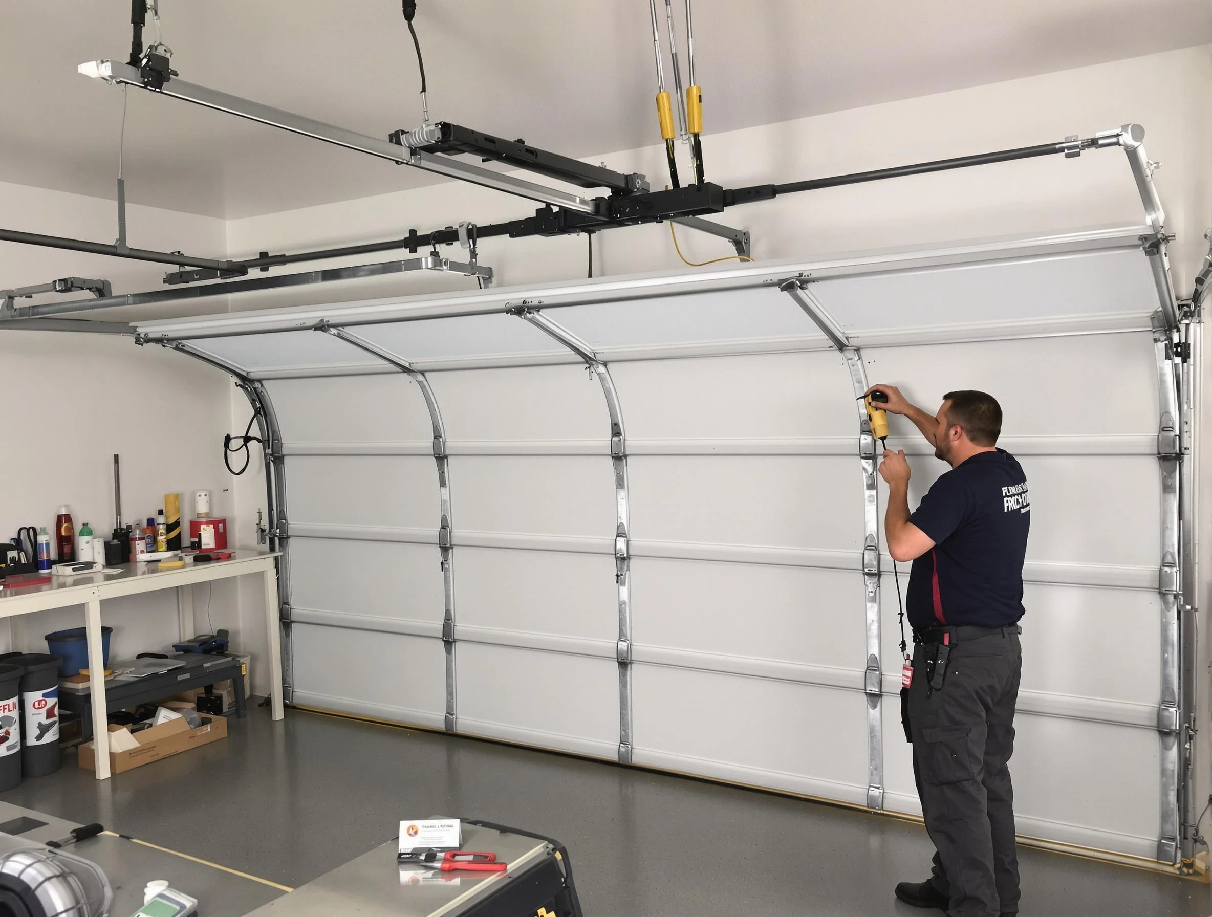 Oneonta Garage Door Repair certified technician performing overhead door system repair in Oneonta
